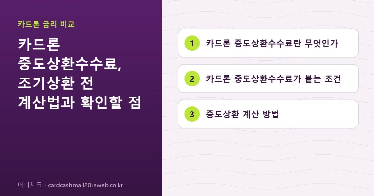 카드론 중도상환수수료 핵심 내용 요약