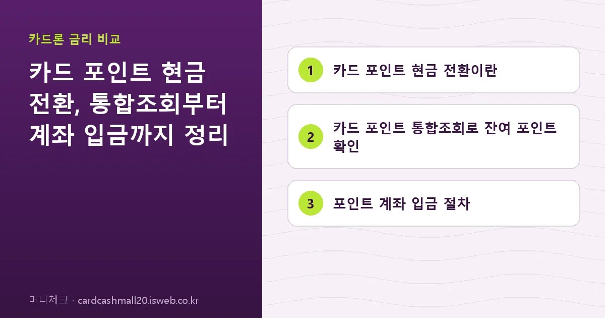 카드 포인트 현금 전환 핵심 내용 요약